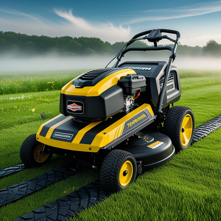 Terrain remote lawn mower with briggs and stratton engine 1000mm remote control lawn mower rubber tracks