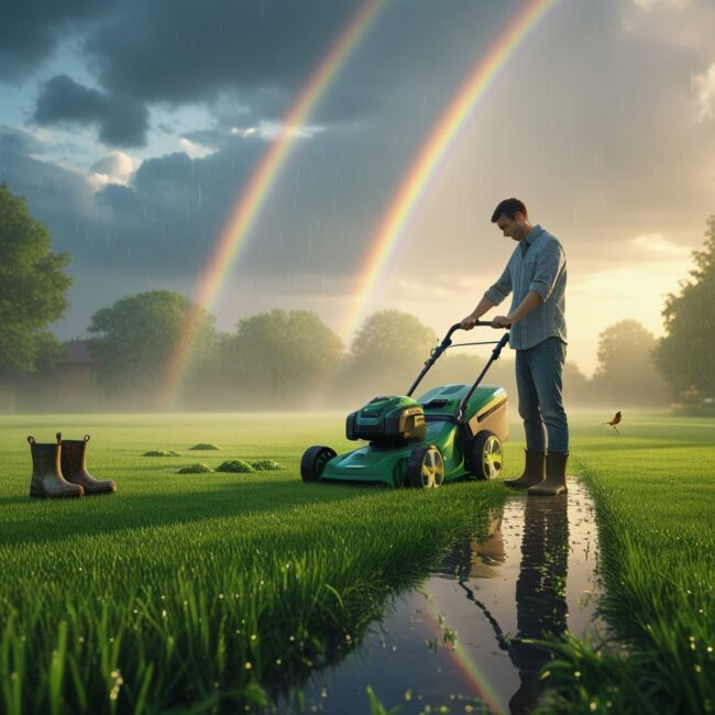 can you mow a wet lawn